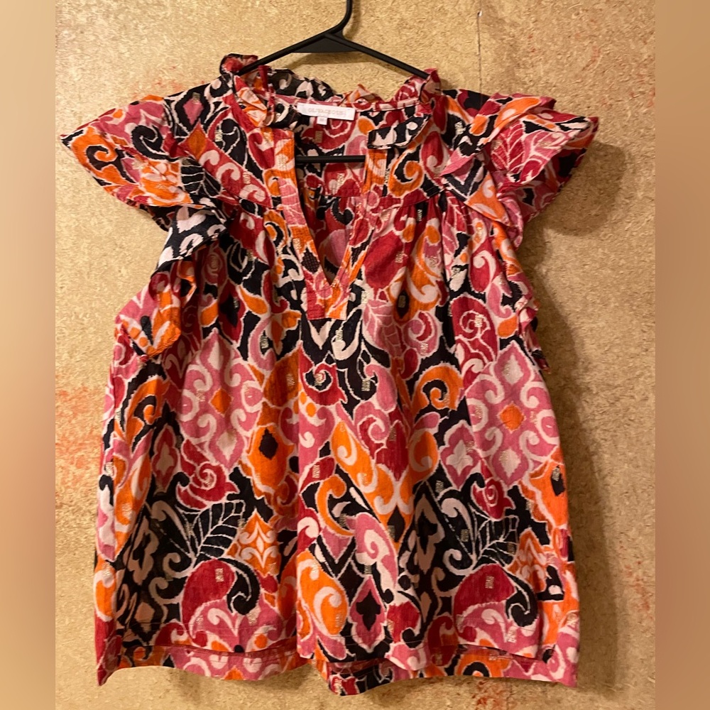 Olivaceous Vibrant Multicolor Patterned Blouse size medium NWOT